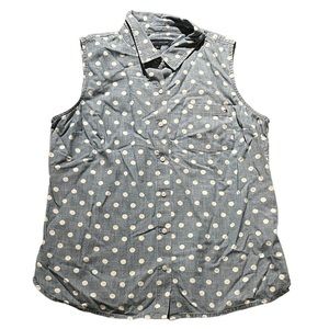 Tommy Hilfiger | Chambray Denim Polka Dot Sleeveless Top